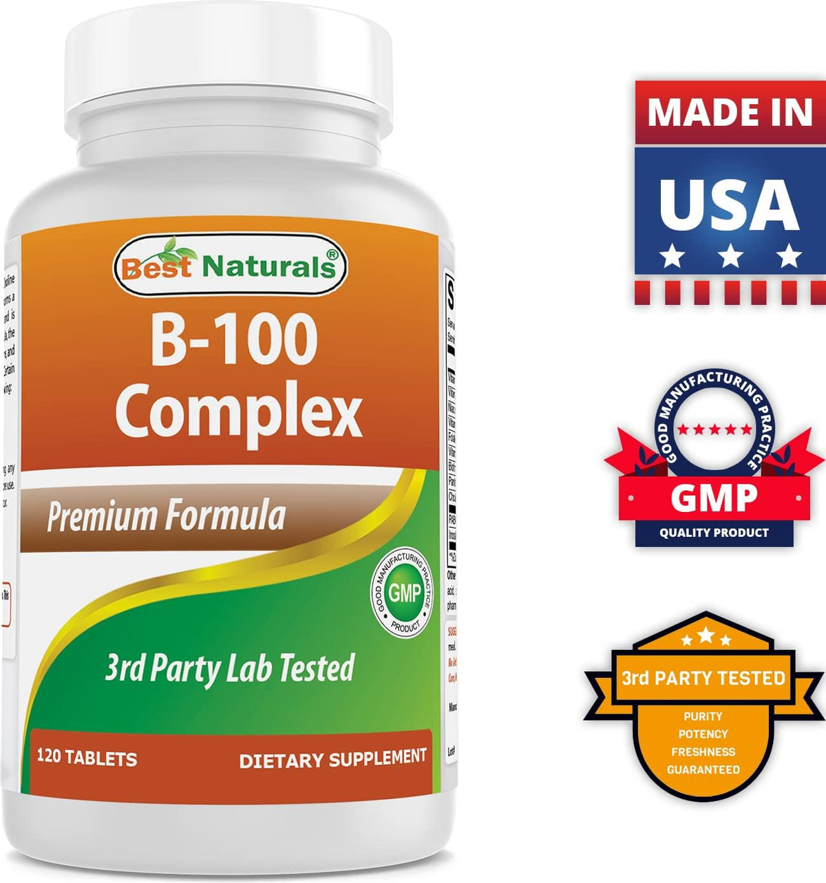 Best Naturals Complejo B-100 para adultos, 120 Comprimidos
