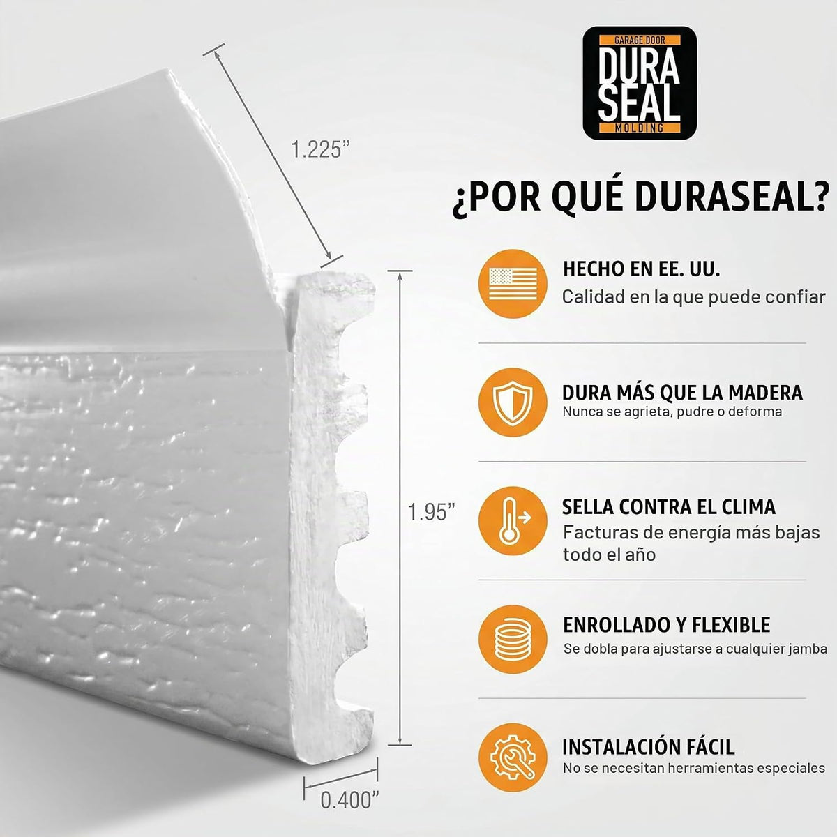 Kit de tiras de sellado para puerta de cochera DuraSeal, blanco de...