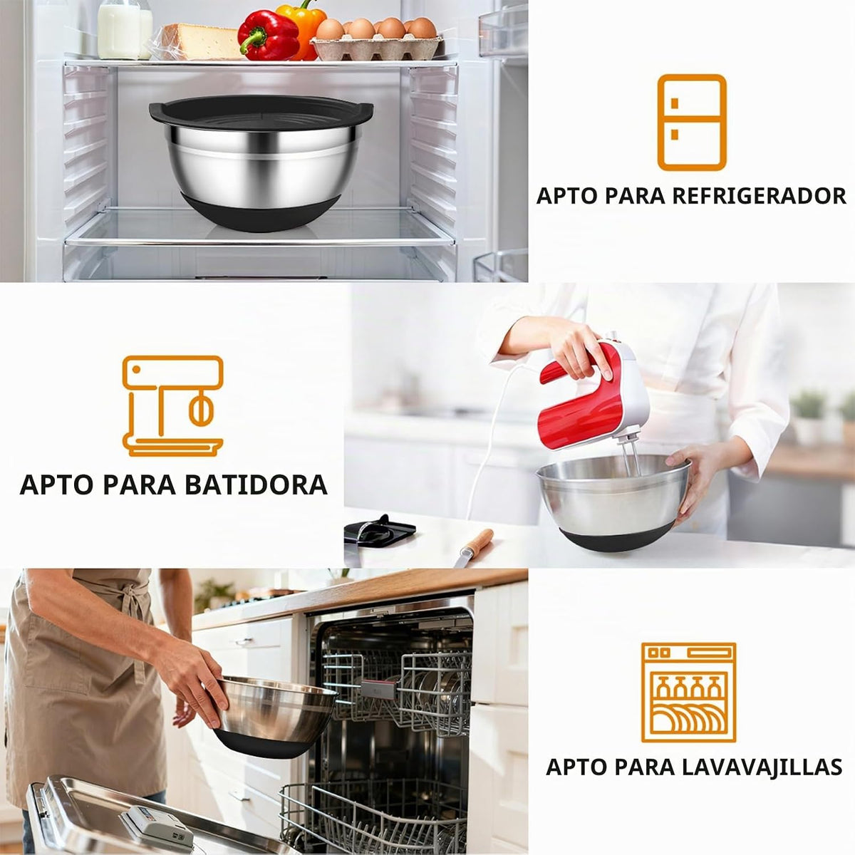 CHAREADA Tazones para mezclar con tapas herméticas, juego de 18 pie...