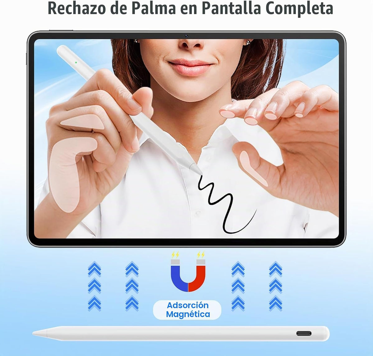 Lápiz óptico para iPad 2018-2026, USB C de 8 minutos, 3 veces carga...