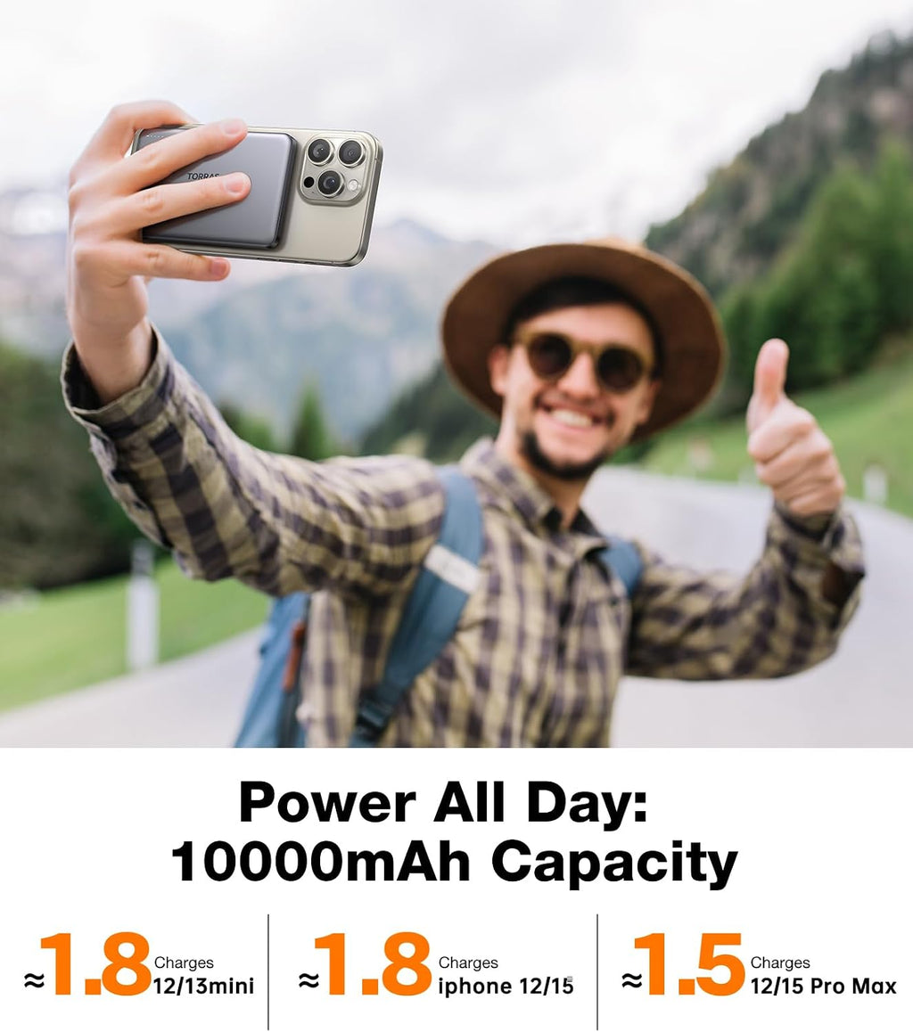 TORRAS MiniMag Power Bank, cargador portátil inalámbrico magnético...