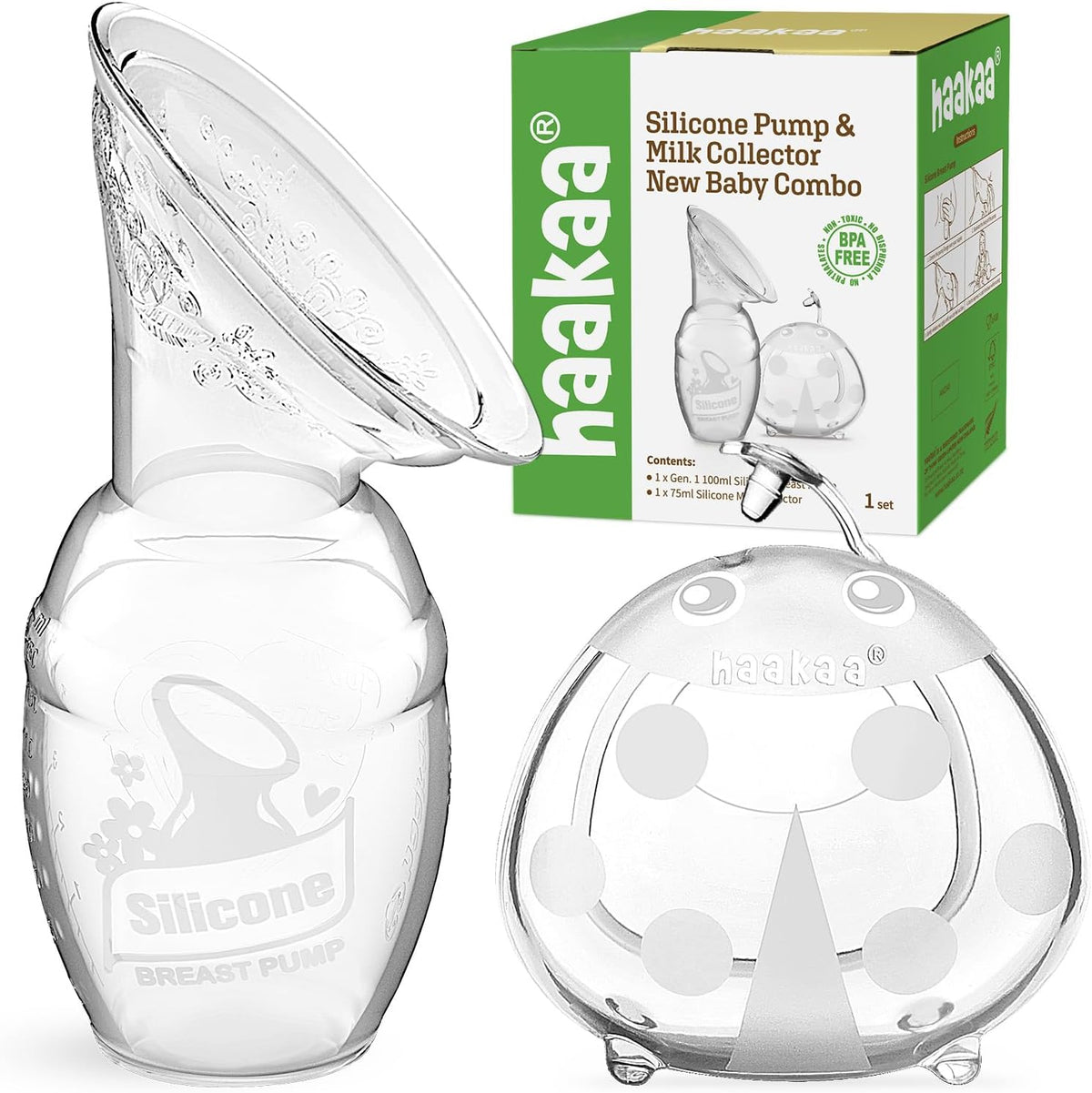 haakaa Extractor de leche manual de 4 oz\/3.4 fl oz y colector de l...