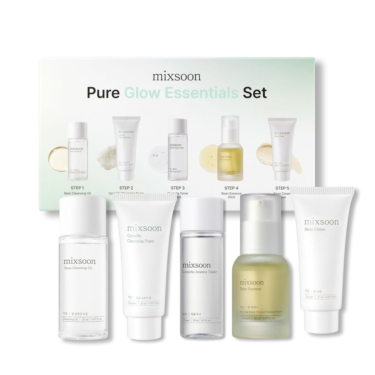 mixsoon Pure Glow Essentials Set - Kit de cuidado de la piel de 5 p...