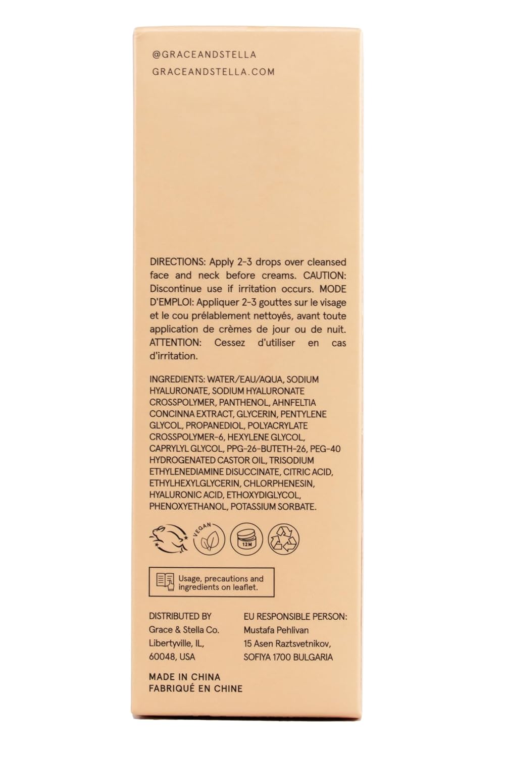 grace &amp; stella Suero de Ácido Hialurónico Premiado (30ml\/1 fl...
