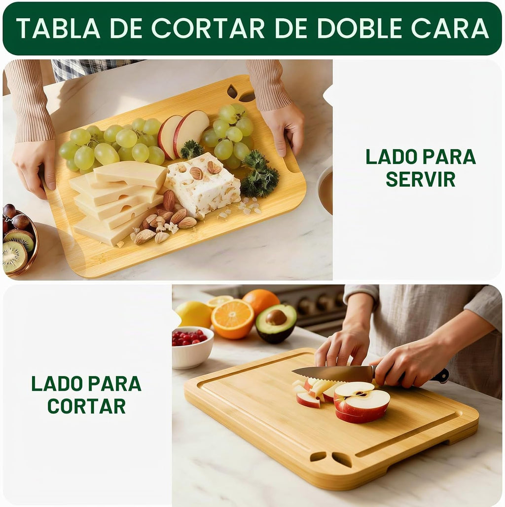 Toolola Tablas de cortar de bambú de 11 x 7.5 pulgadas para cocina...