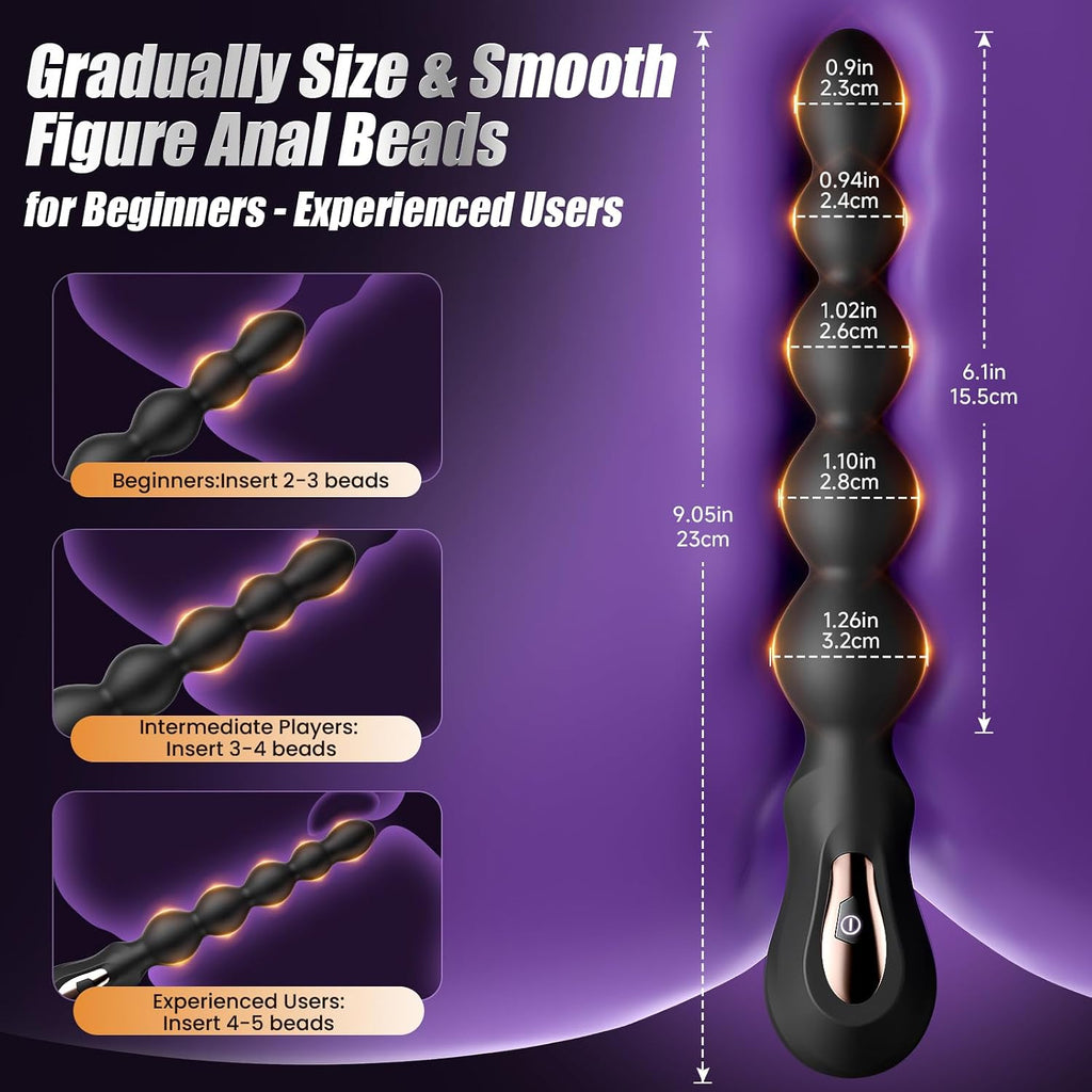 BEISAR - Perlas anales vibradoras de 9.05 pulgadas, vibrador anal d...