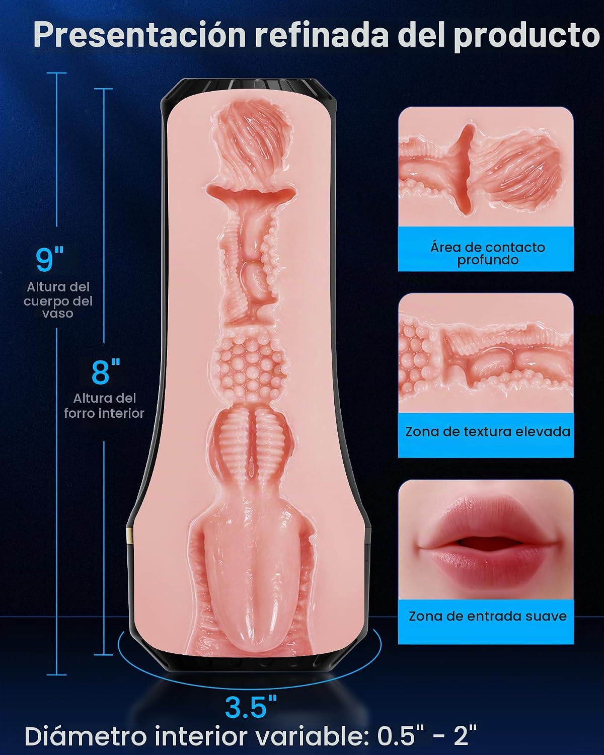 EINSEO Masturbador masculino Juguetes para adultos, 7.5 pulgadas, b...