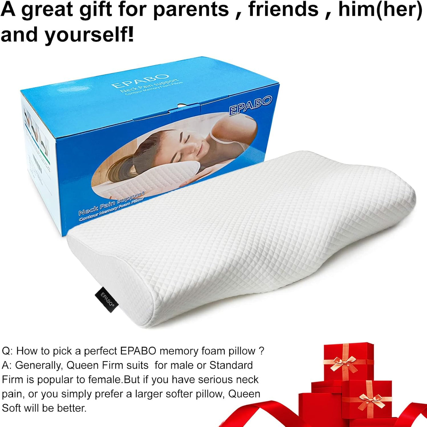 EPABO Almohada ortopédica de espuma viscoelástica de contorno para...