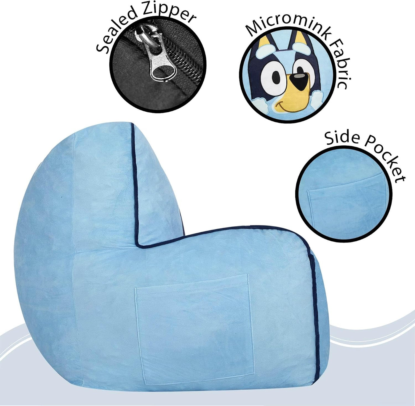Idea Nuova Bluey - Puf relleno de espuma para niños, asiento de fel...