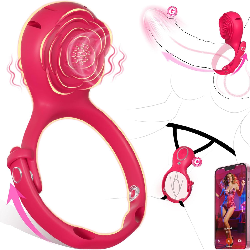 Vibrador portátil y anillo vibratorio ajustable 2 en 1, parejas muj...