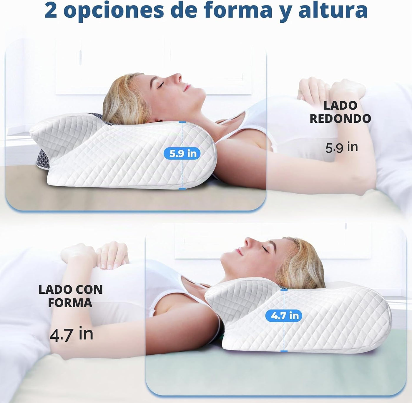 SAHEYER Almohada cervical para el cuello, almohada ergonómica de es...