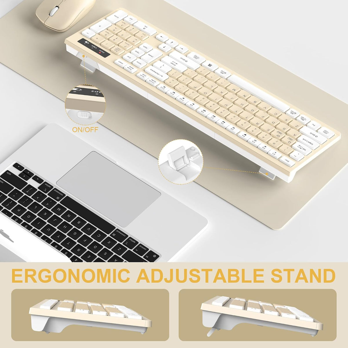 Teclado inalámbrico y mouse combinado silencioso para oficina y hog...