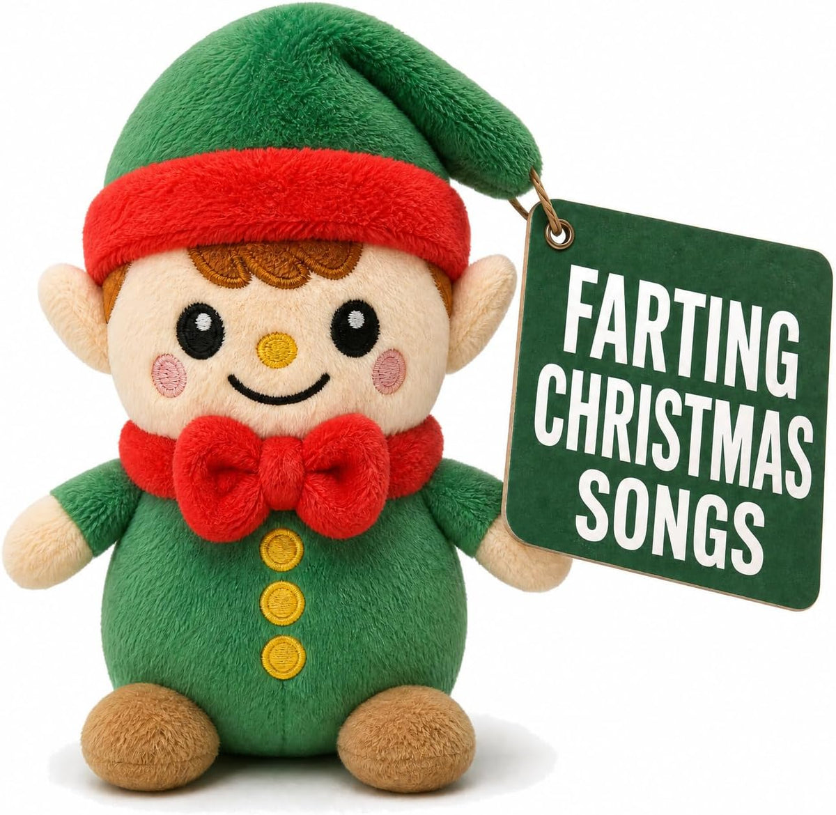 Juguete de peluche de elfo pedo, reproduce 3 canciones de Navidad e...