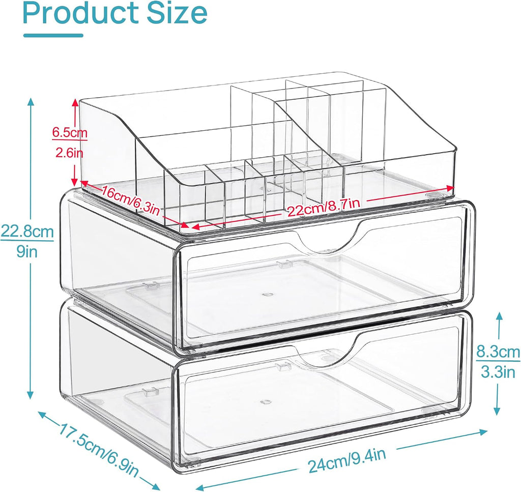 Vtopmart Organizador de maquillaje transparente de 3 niveles con 2...