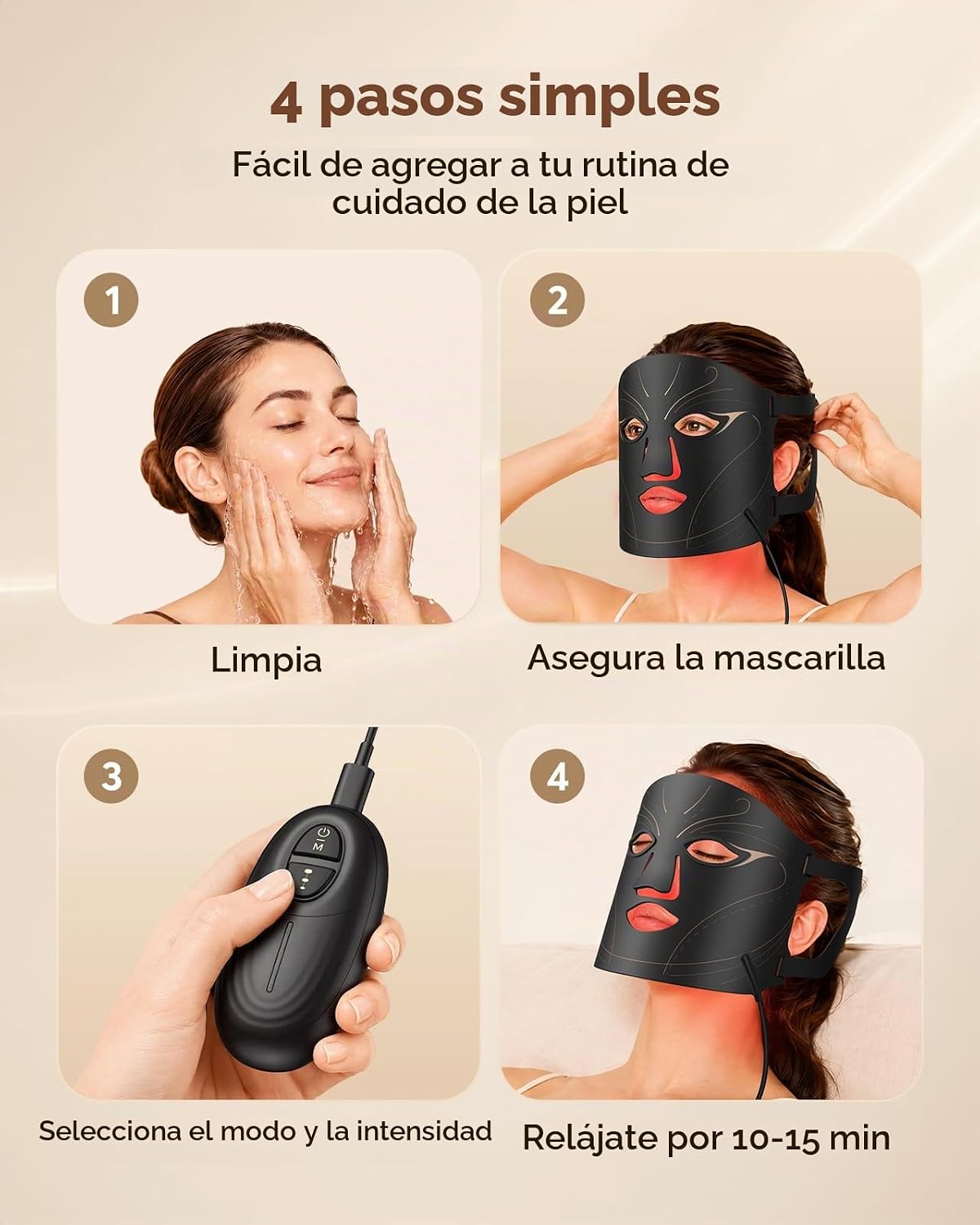 XSSNVV Terapia de luz roja para cara - Terapia de luz LED inalámbri...