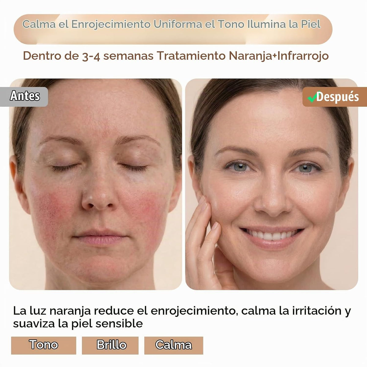 WAYCOM Máscara de terapia de luz roja para la cara: 850nm NIR LED |...
