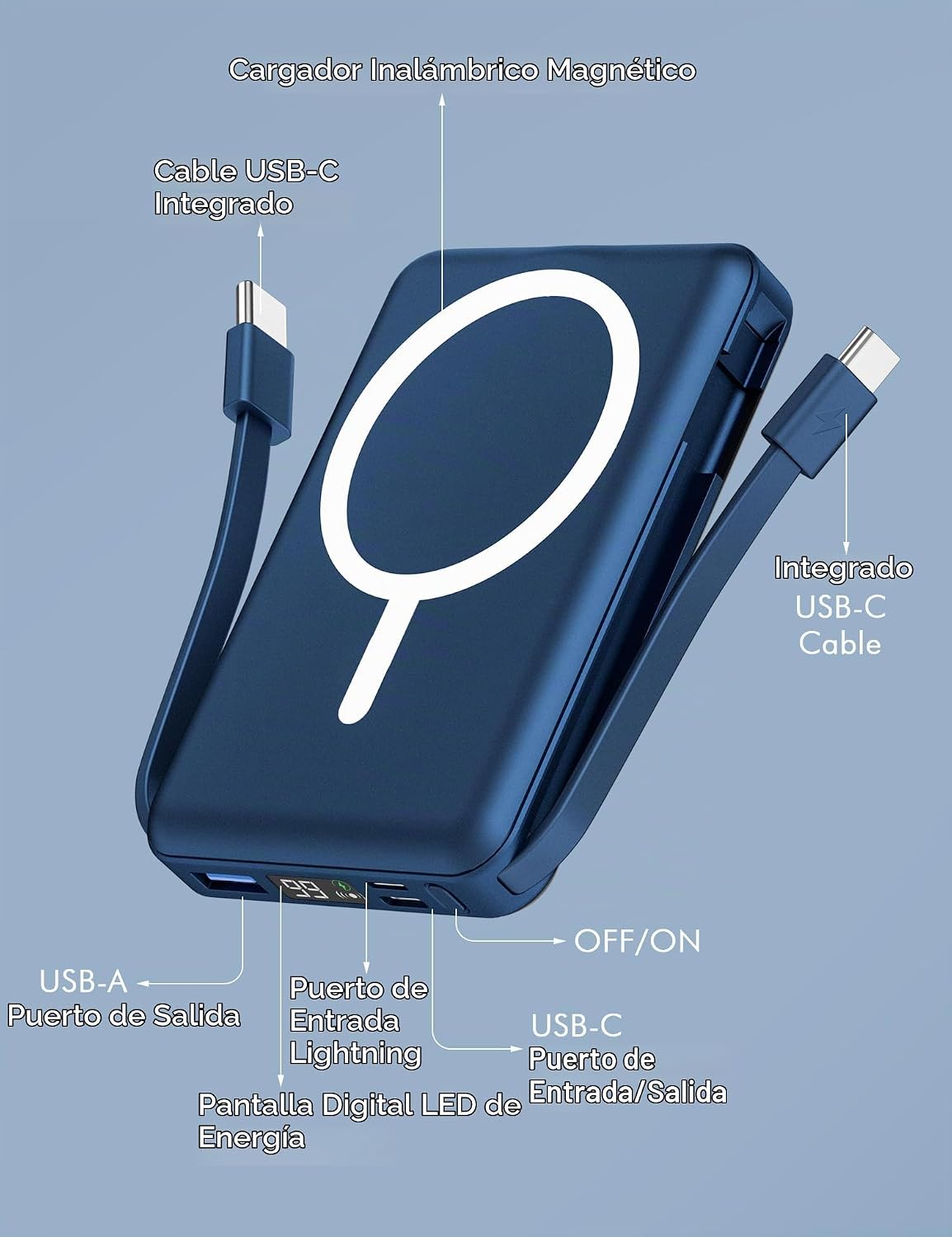 Podoru para Magsafe Power Bank, cargador portátil magnético de 1000...