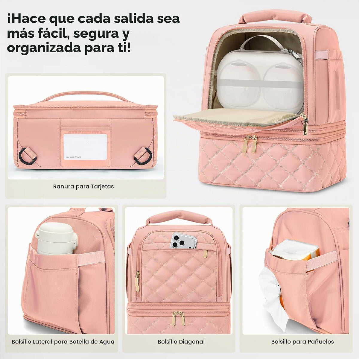 RAINSMORE Bolsa de extractor de leche portátil, bolsa de viaje para...