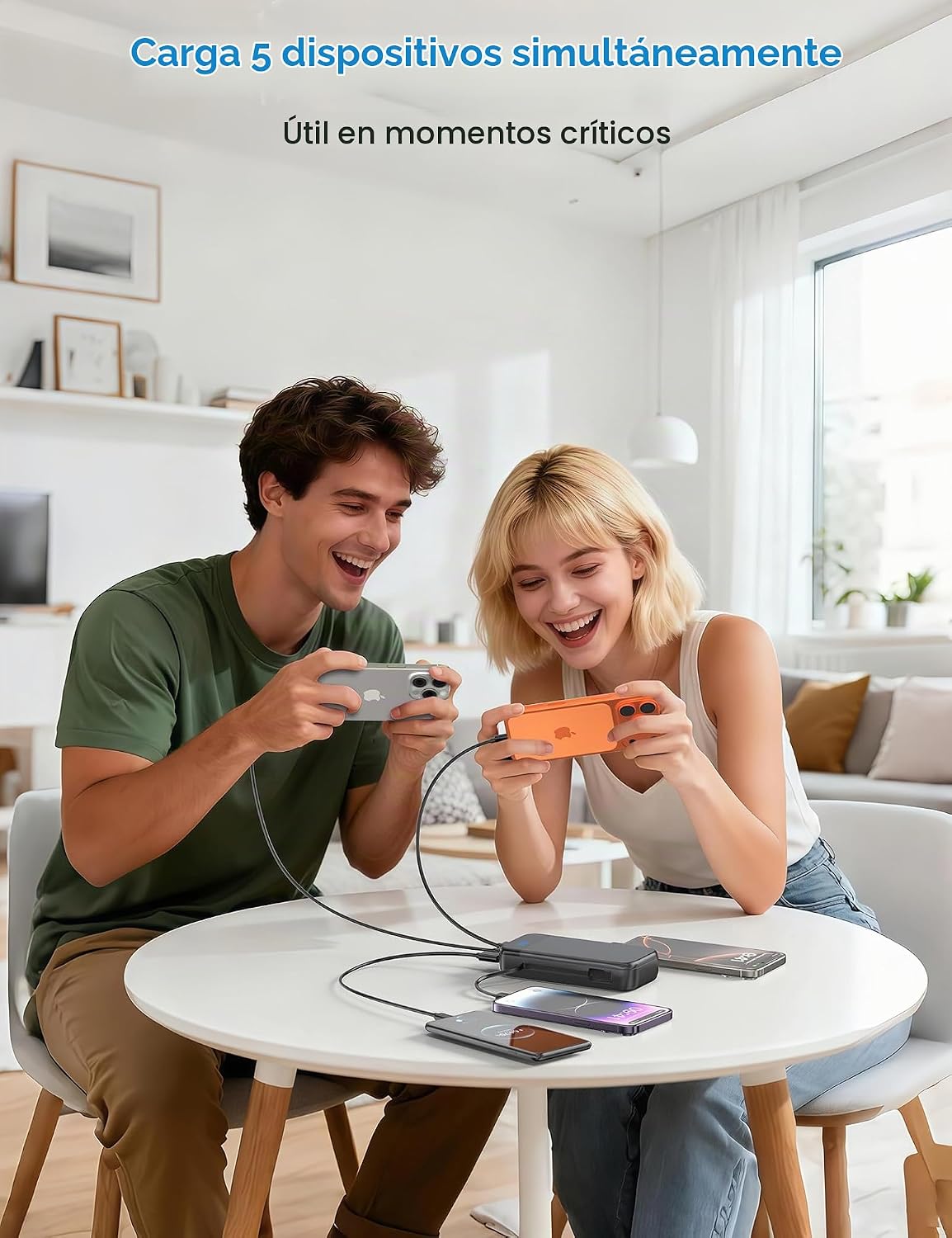Banco de baterías para teléfono 32000 mAh 22,5 W con cables integra...