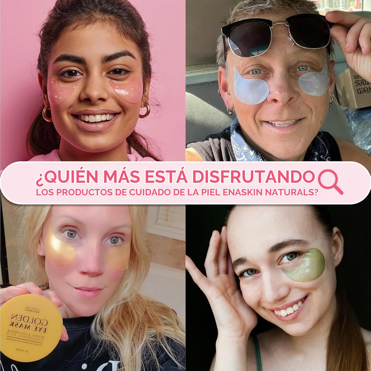 Enaskin Naturals Parches de cafeína debajo de los ojos para la hinc...