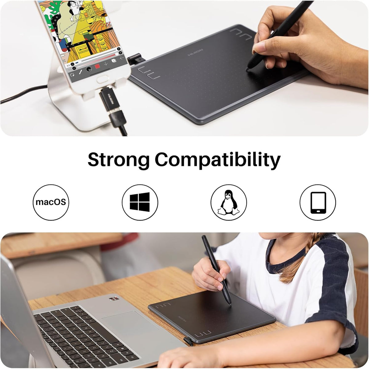 HUION Tableta de Dibujo Inspiroy H430P Tableta Gráfica con 4 Teclas...