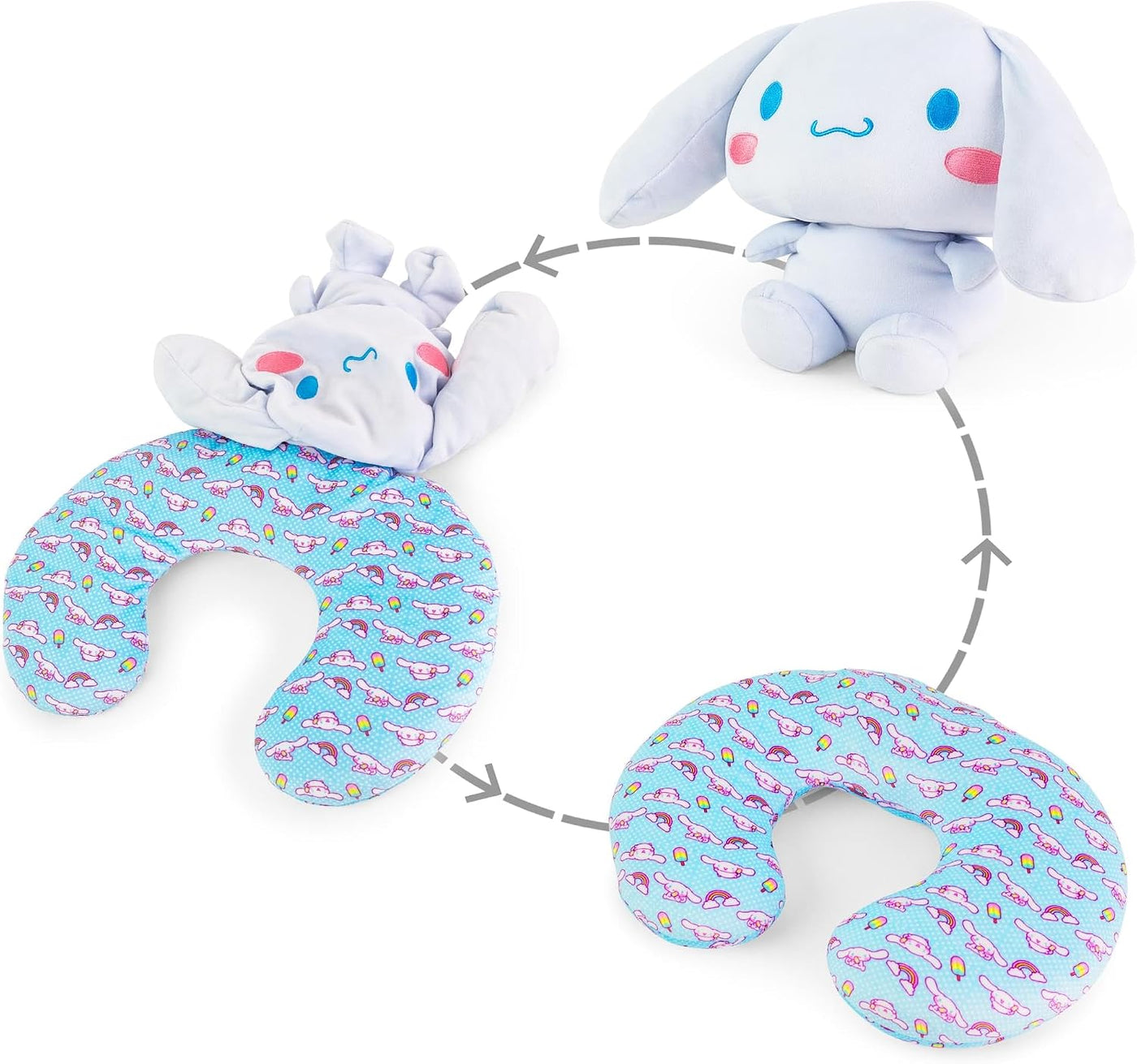 Sanrio Cinnamoroll - Almohada cervical reversible y felpa para adul...