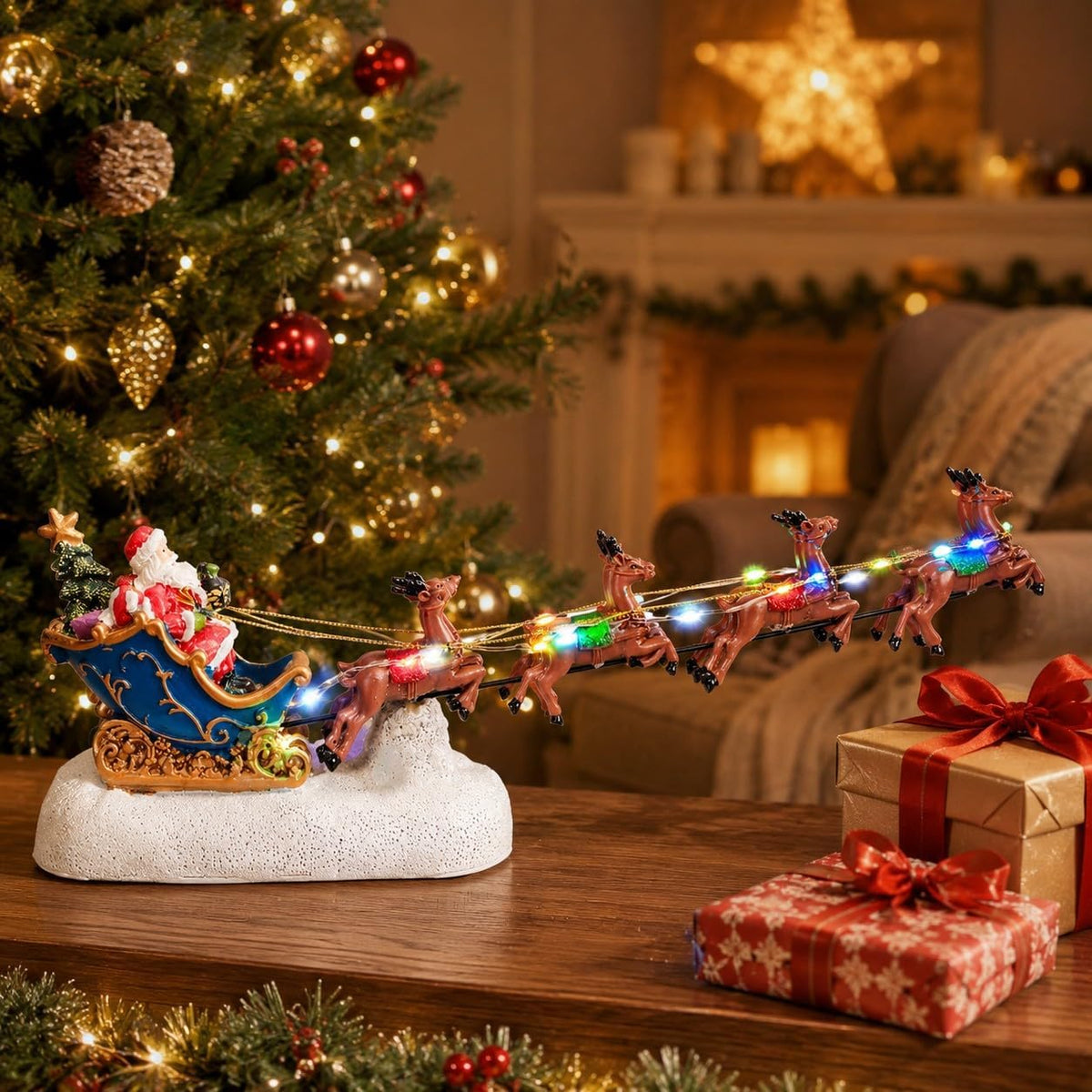 innodept12 trineo de Papá Noel de Navidad con 8 renos - casa de pue...