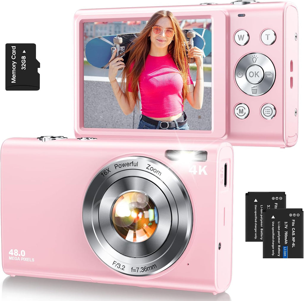 Cámara digital, cámara de videoblogs 4K con enfoque automático para...