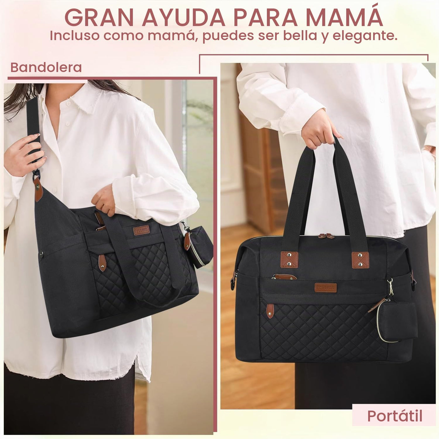 Pritent Bolsa de pañales Tote Impermeable Maternidad Bolsas de Bebé...