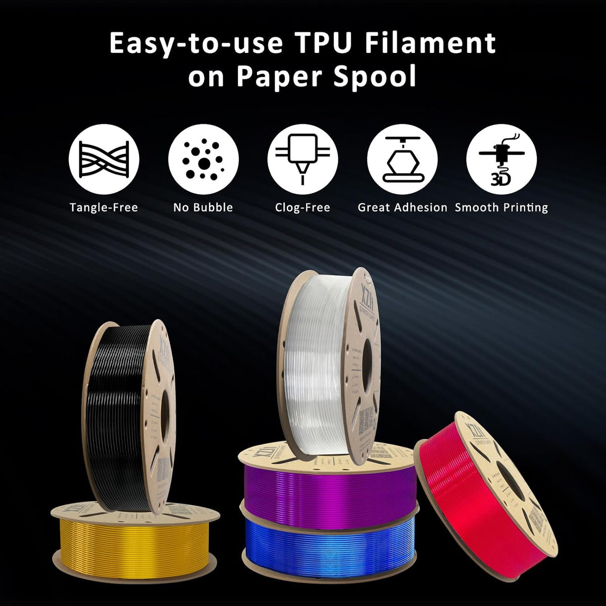 XZN - Filamento TPU 95A 1.75mm, filament flexible suave 95A para im...