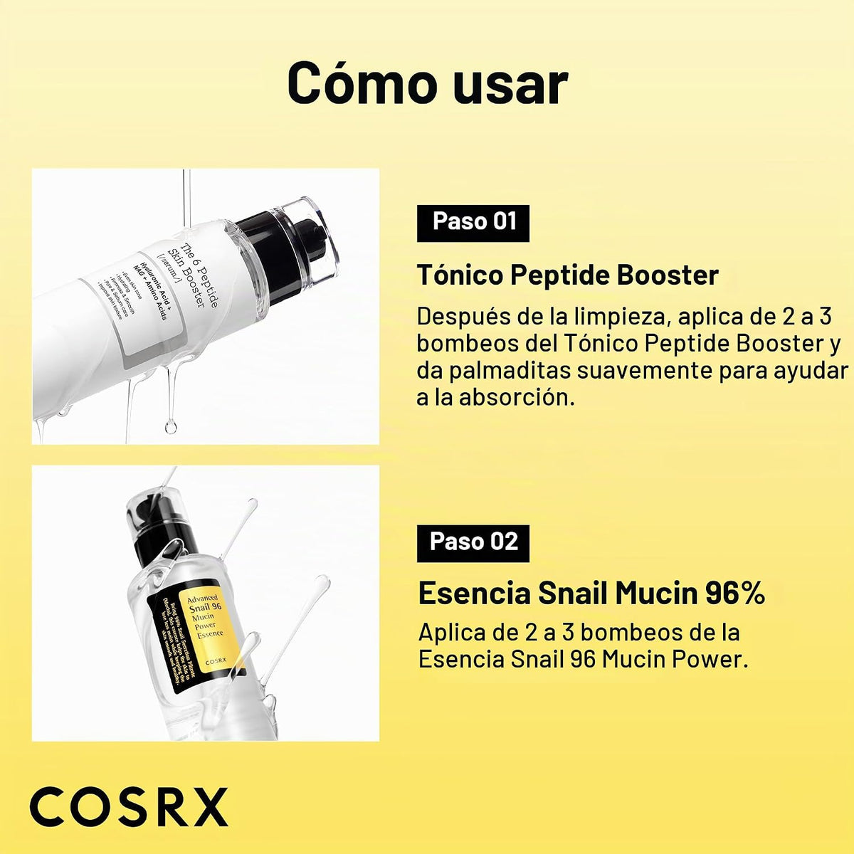 COSRX Snail Mucin - Juego de refuerzo de péptidos al 96%, set de re...
