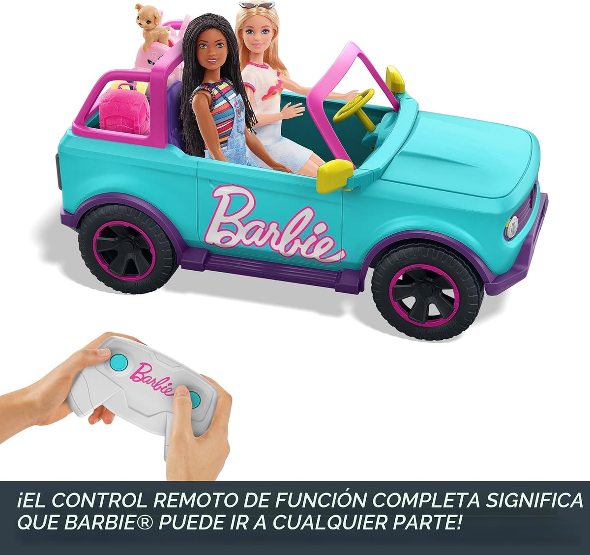 Hot Wheels Barbie RC SUV, vehículo rosa con control remoto | Se ada...