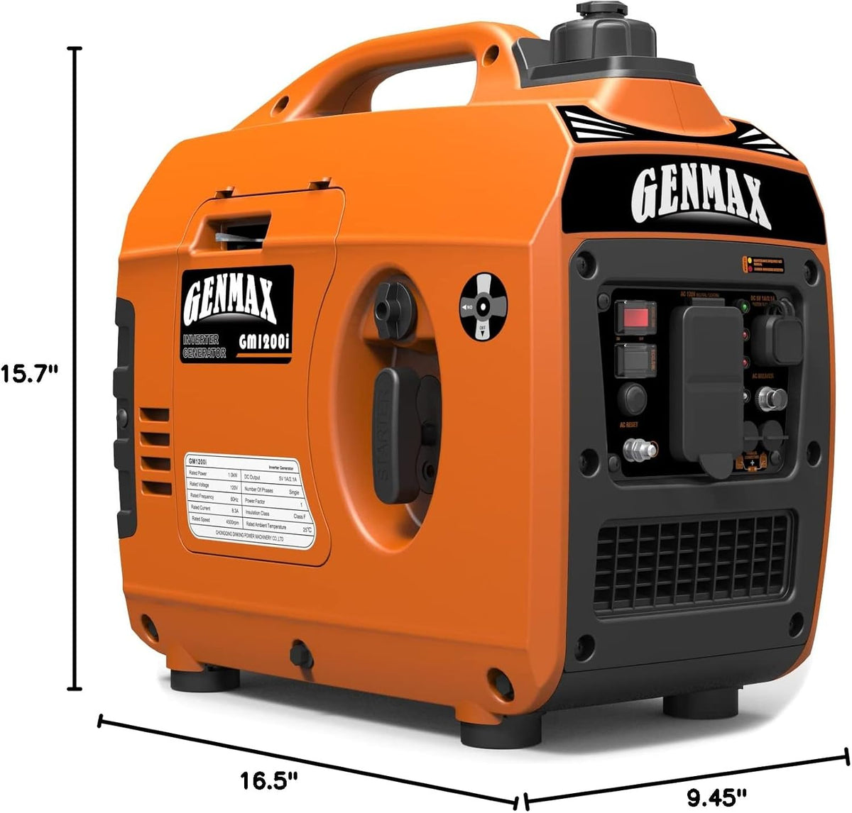 GENMAX Generador portátil, motor de gas ultra silencioso de 1200 W,...