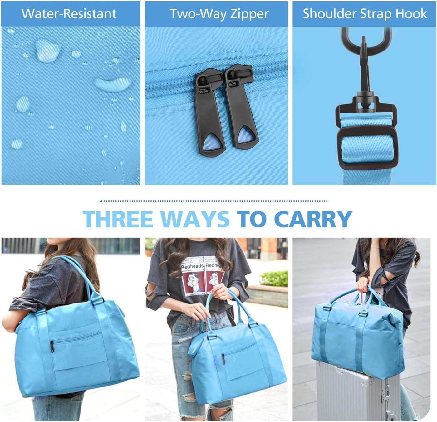 Bolsa de viaje de lona, bolsa de fin de semana impermeable, bolsa d...