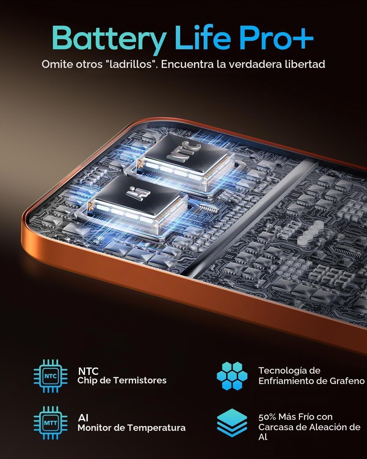 MOMAX Banco inalámbrico magnético del poder, 10000mAh delgado 0,5&#...