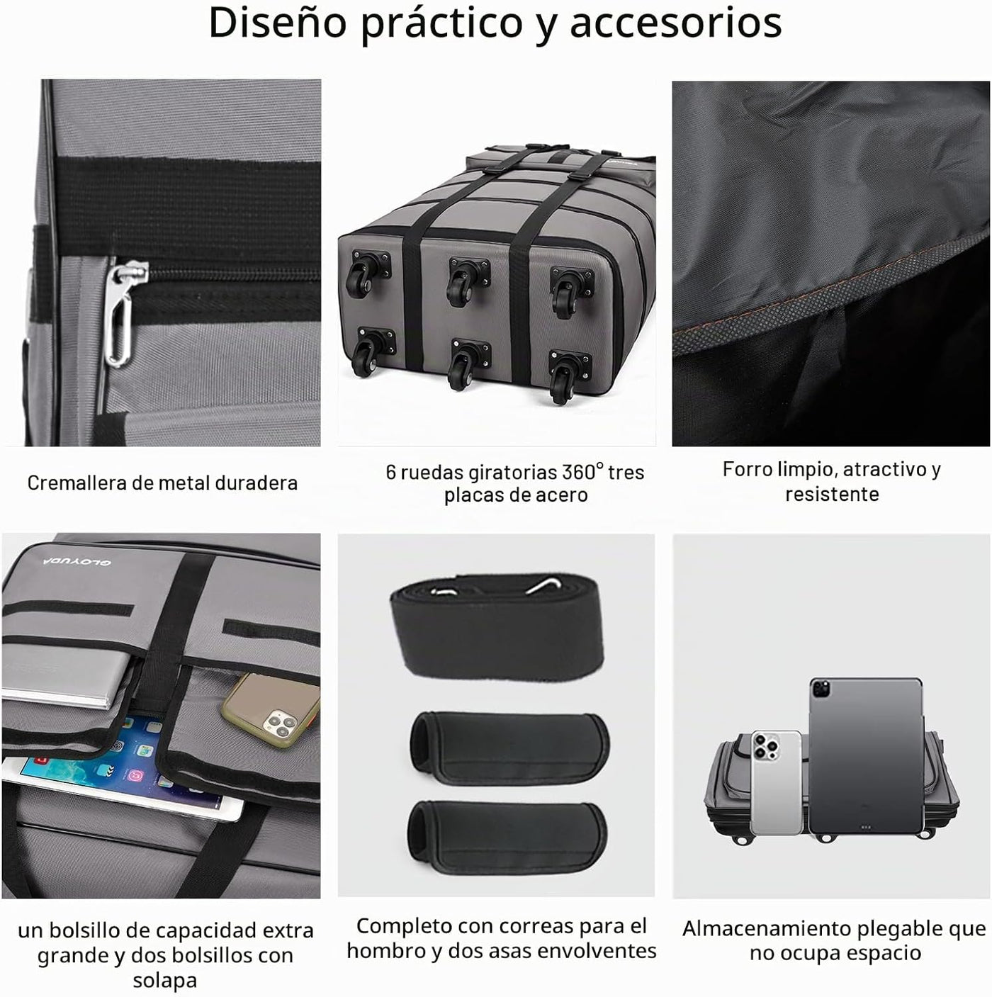 Gloyuda Equipaje Expandible de 130L, Maleta de 40 Pulgadas con Rued...
