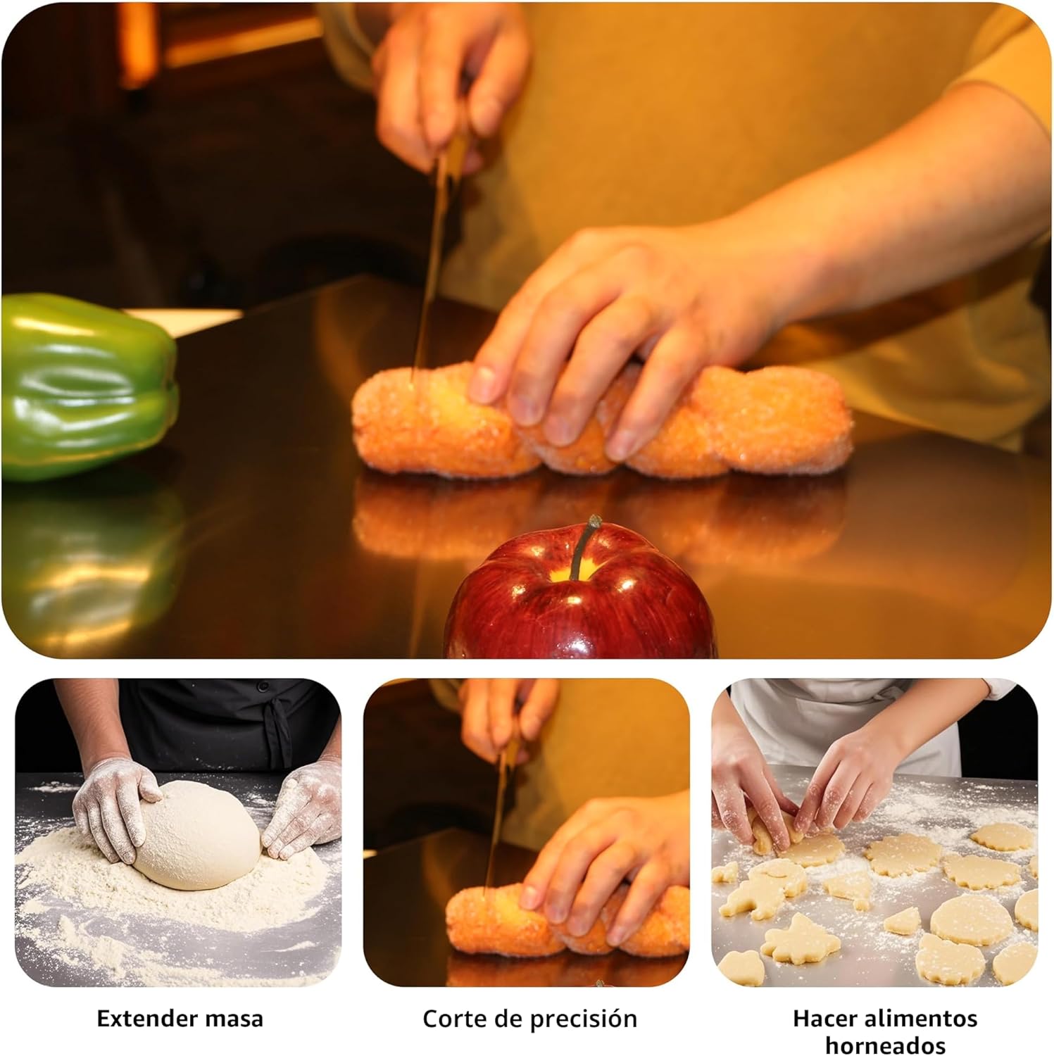 Tablas de cortar de acero inoxidable para cocina, alfombrillas de t...