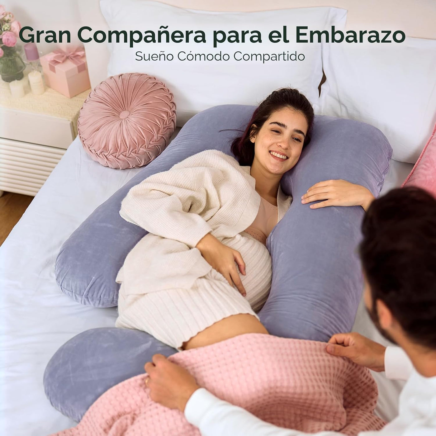 Momcozy Almohada de embarazo para dormir - Almohada de maternidad d...