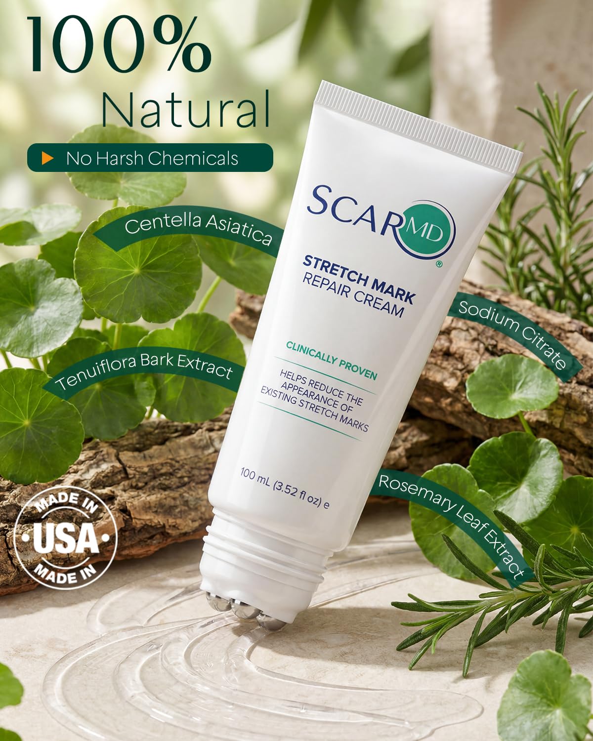 ScarMD Crema para estrías, desarrollada y fabricada en Estados Unid...