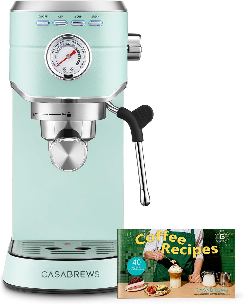 Máquina de espresso CASABREWS de 20 bares, cafetera profesional con varita espumadora de leche, máquina de café espresso con tanque de agua extraíble de 34 oz, regalo para amantes del café