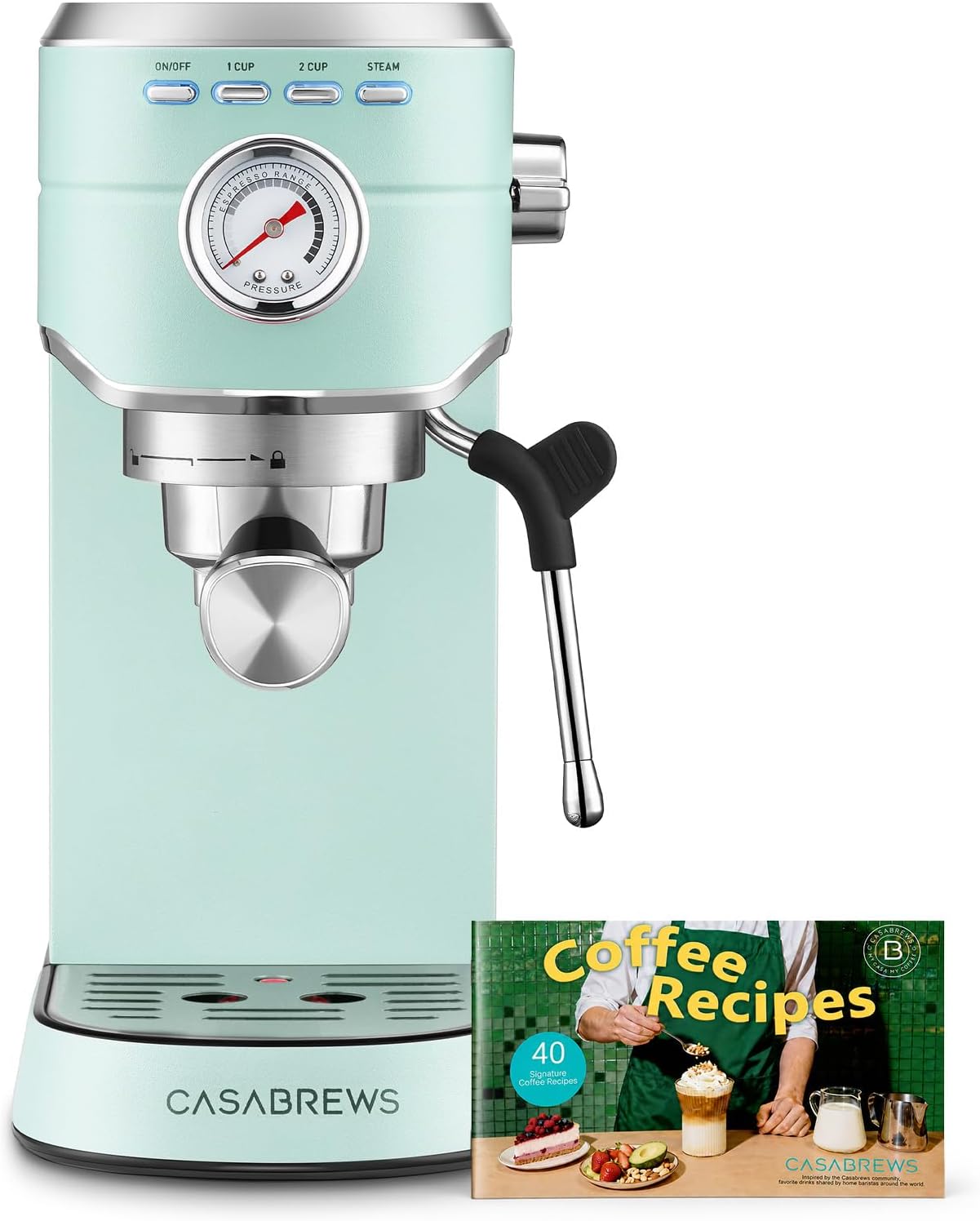 Máquina de espresso CASABREWS de 20 bares, cafetera profesional con varita espumadora de leche, máquina de café espresso con tanque de agua extraíble de 34 oz, regalo para amantes del café