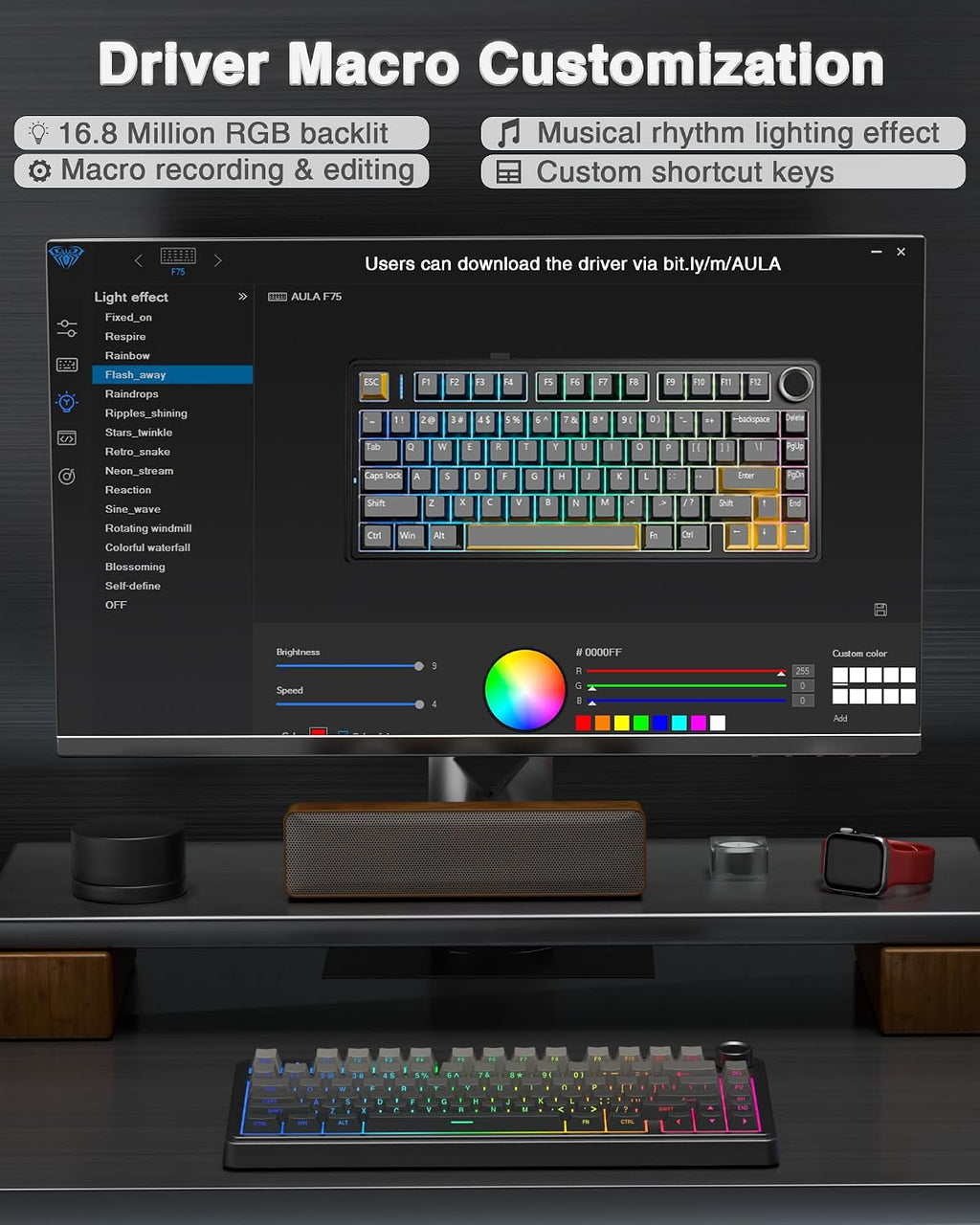 Teclado mecánico inalámbrico AULA F75 Pro, teclado personalizado in...