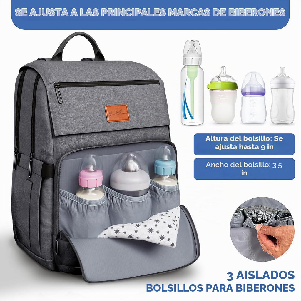 PILLANI - Mochila grande para llevar pañales de bebé, para viajar,...