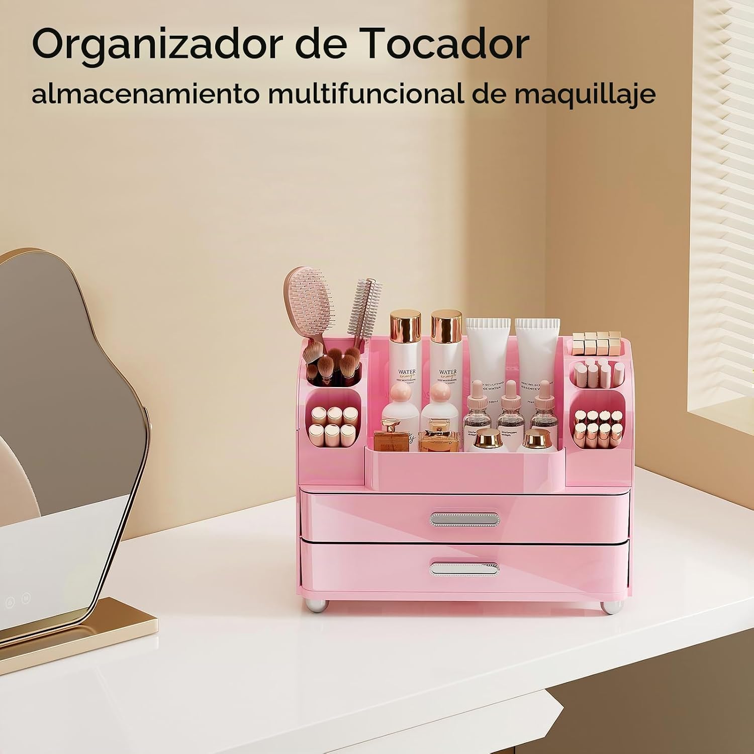 UFORU Organizador de maquillaje para tocador con 2 cajones grandes,...