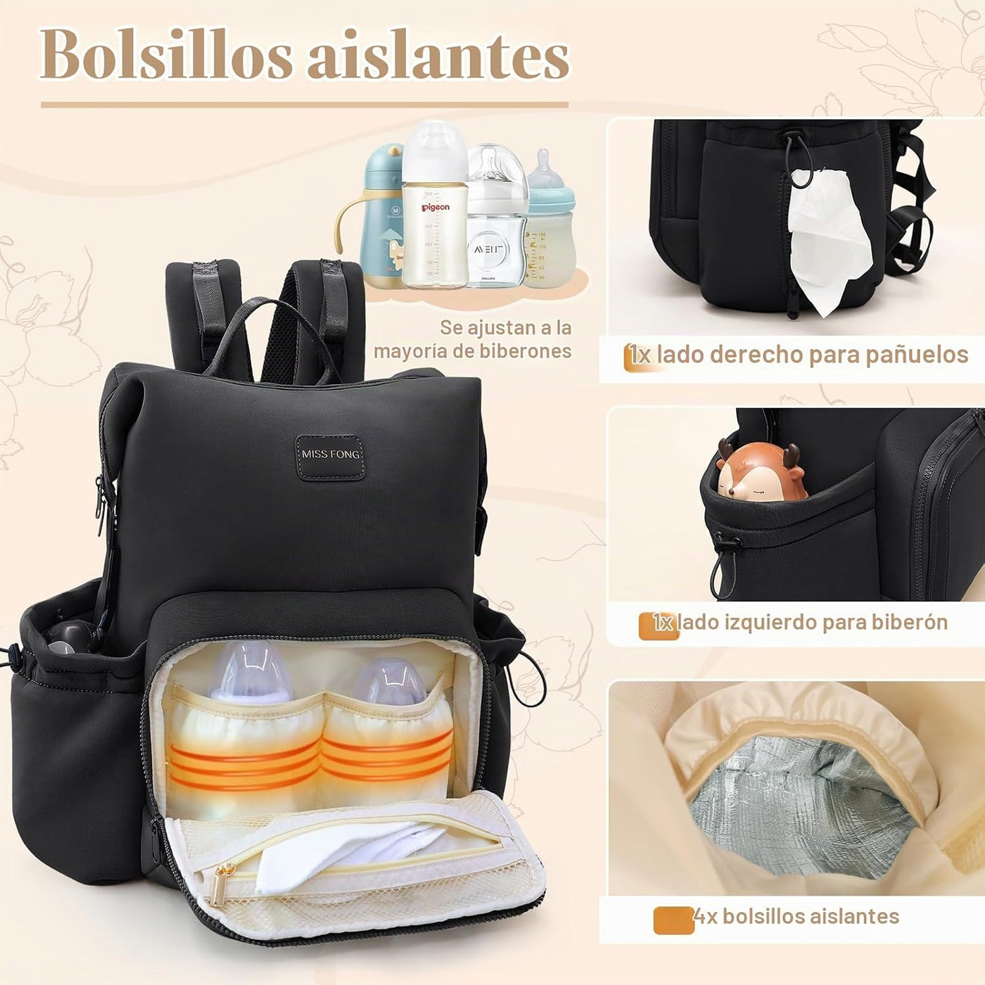 Miss Fong - Mochila para pañales Mochila de neopreno para bebé | Ma...