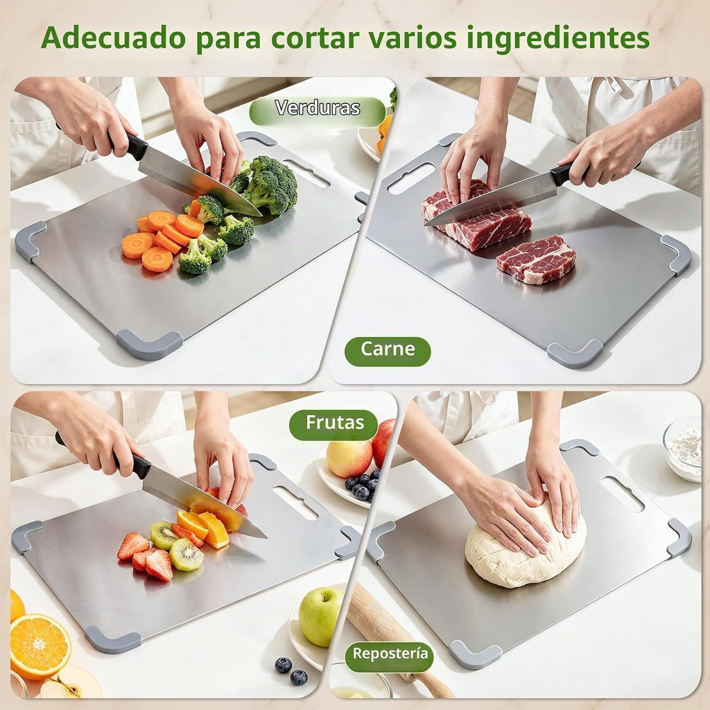 Juego de 3 tablas de cortar de acero inoxidable para cocina, juego...