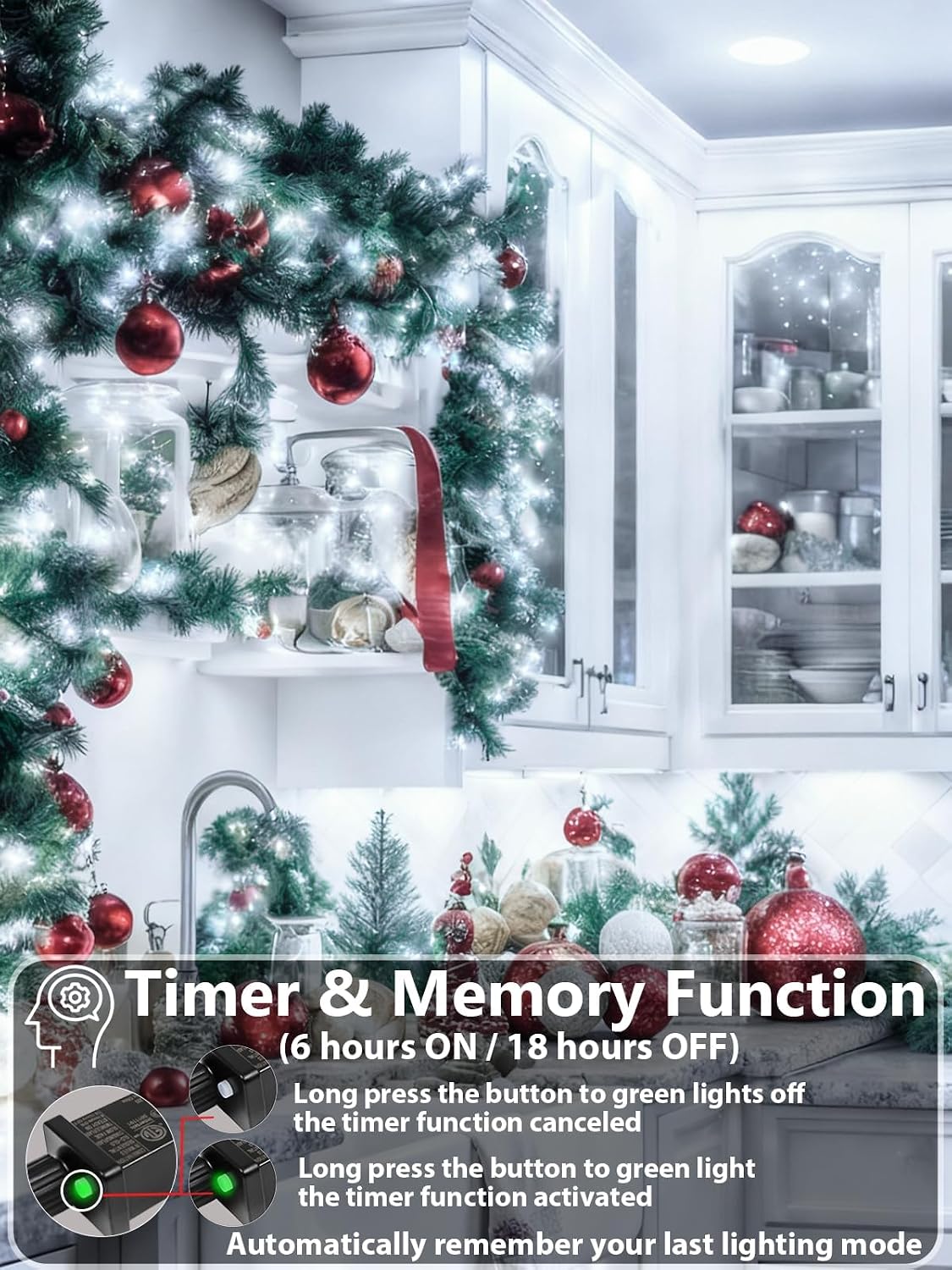 Paquete de 2 tiras de luces de Navidad extensibles para interiores...