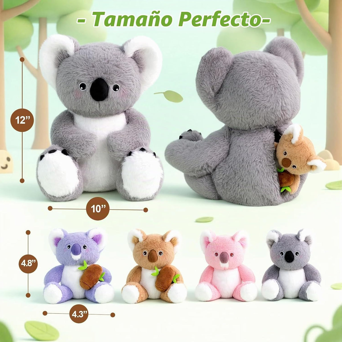 OUOZZZ Koala - Animal de peluche con bebés en el interior, juguete...