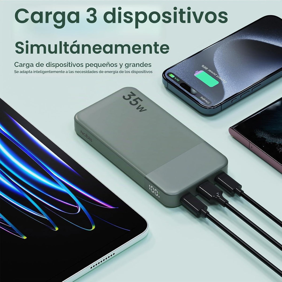 NOBIS Cargador portátil, 45W 20000mAh Power Bank y 35W 10000mAh Pow...
