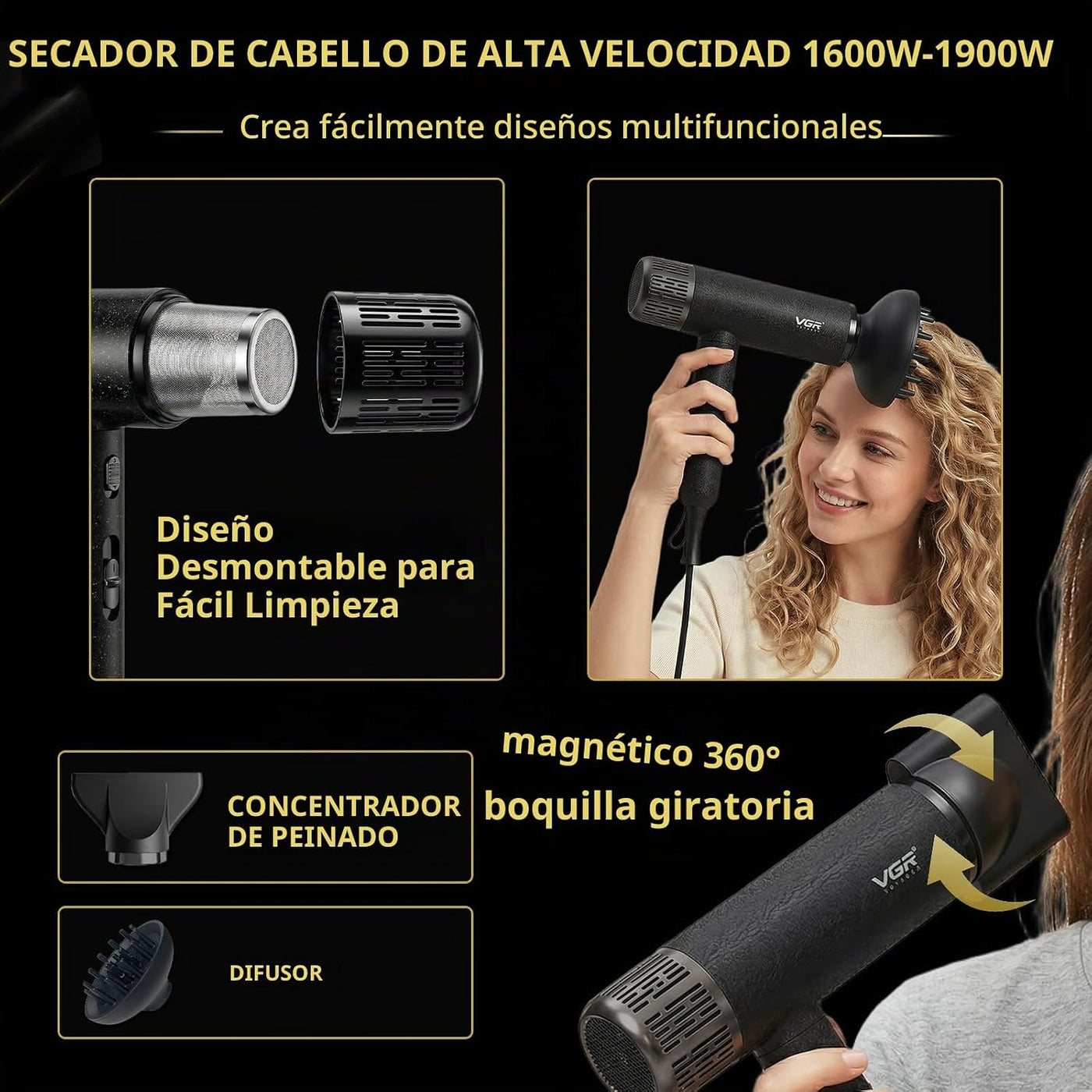 VGR 640 S4 Combo de peluquero profesional 4 en 1 para hombres, cort...
